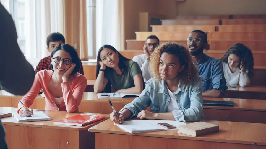 Students listening during a lecture